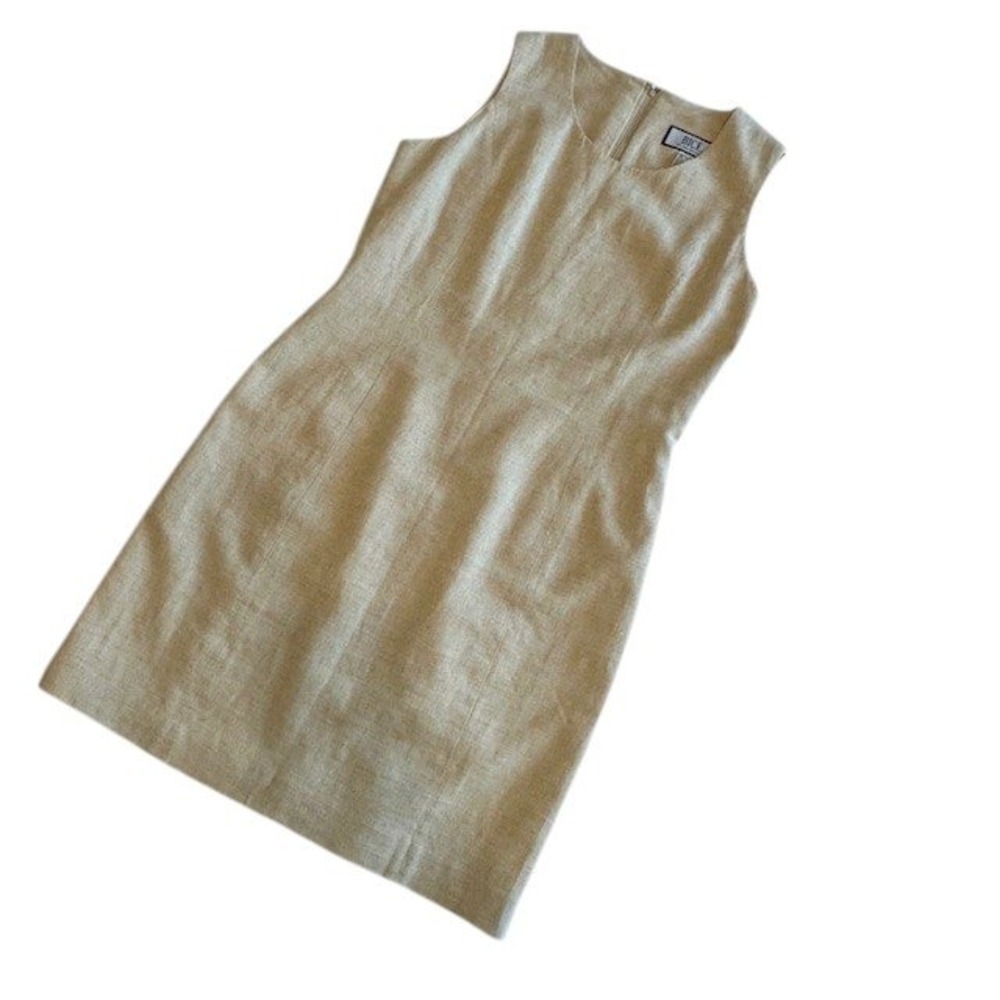Bice Sag Harbor Dress 55% Linen Sleeveless Sheath Career Party Beige Dress Sz‎ 8 - Picture 7 of 13